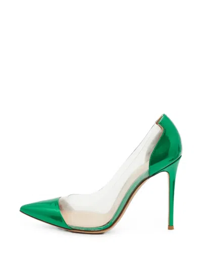 Pre-owned Gianvito Rossi Plexi Pointed-toe Pumps In Green