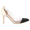 Gianvito Rossi Plexi Pumps In Black And Cream Leather In White