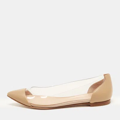 Pre-owned Gianvito Rossi Plexi Size 35 Transparent/beige Leather And Pvc Ballet Flats