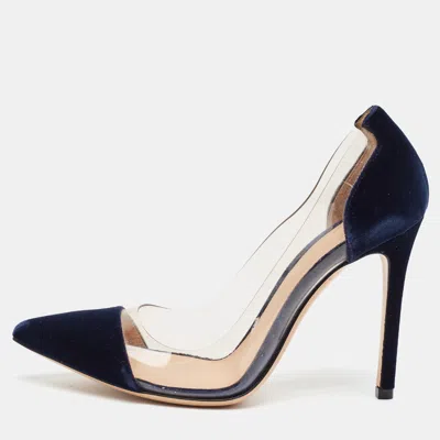 Pre-owned Gianvito Rossi Plexi Size 35 Transparent/navy Blue Pvc And Velvet Pumps