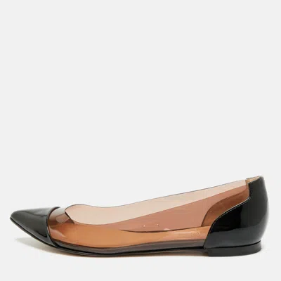 Pre-owned Gianvito Rossi Plexi Size 36 Black Patent Leather And Pvc Ballet Flats