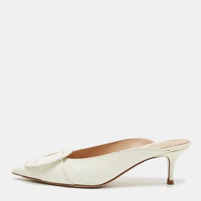Pre-owned Gianvito Rossi Plexi Size 37 Cream Patent Leather Mules In White