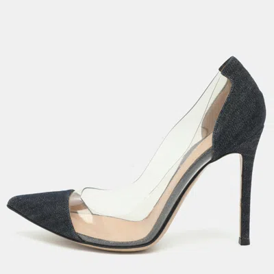 Pre-owned Gianvito Rossi Plexi Size 37 Transparent Denim And Pvc Pumps