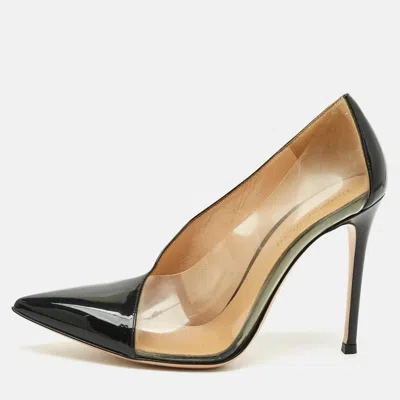 Pre-owned Gianvito Rossi Plexi Size 38 Black/transparent Patent Leather And Pvc Pumps