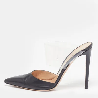 Pre-owned Gianvito Rossi Plexi Size 40 Black Leather And Pvc Mules