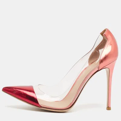 Pre-owned Gianvito Rossi Plexi Size 40.5 Transparent/pink Pvc And Suede Pumps
