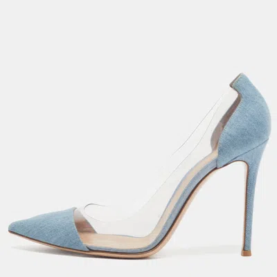 Pre-owned Gianvito Rossi Plexi Size 42 Blue/transparent Denim And Pvc Pumps
