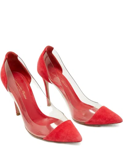 Pre-owned Gianvito Rossi Plexi Suede Pumps In Red