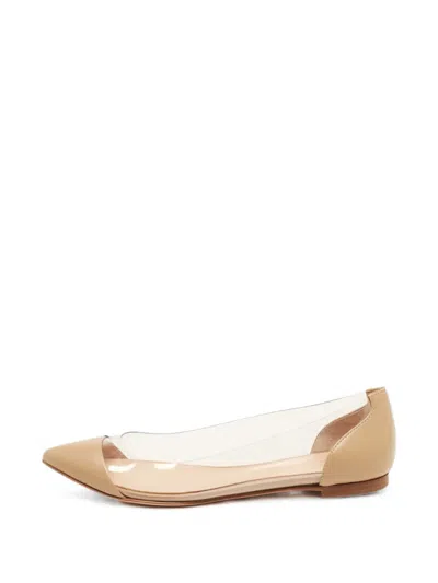 Pre-owned Gianvito Rossi Plexi Transparent Ballet Flats In White