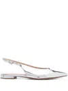 Gianvito Rossi 10mm Metallic Leather Slingback Flats In Silver