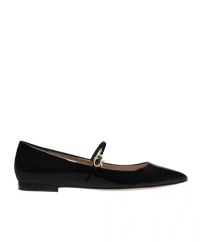 Gianvito Rossi Mary Ribbon Patent Leather Ballet Flats In Black