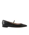 Gianvito Rossi Elegant Calf Leather Ballerina Flats With Chic Strap Detail In Black