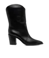 Gianvito Rossi Pointed Toe Block Heel Leather Boots In Black