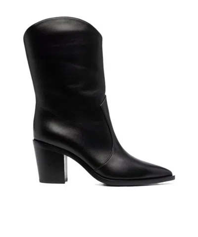 GIANVITO ROSSI POINTED LEATHER BOOTS