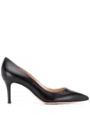 Gianvito Rossi 70mm Vitello Middle Heel Leather Pump In Black