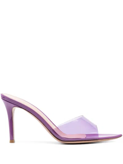 Gianvito Rossi Pointed Plexiglass Mini Sandals With 85mm Heel In Purple
