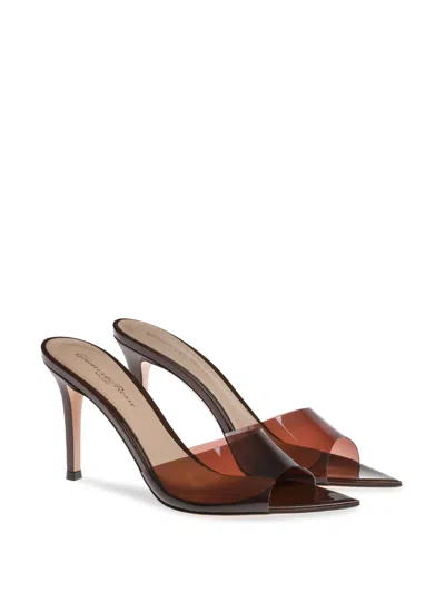 Gianvito Rossi Pointed Plexiglass Sandals With 85mm Heel Height In Brown