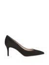 Gianvito Rossi Pointed Toe Heeled Shoes In Silk In Black