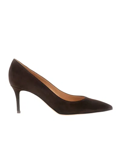 Gianvito Rossi Dark Brown Slip On Pumps
