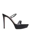 Gianvito Rossi Cannes Crystal-embellished Leather Platform Sandals In Black
