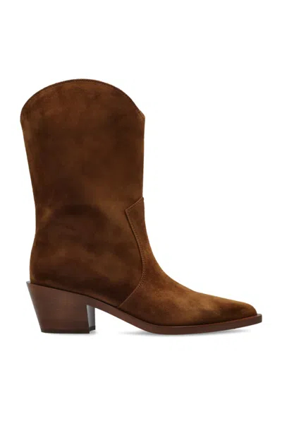 Gianvito Rossi Pointed Short Boots In Brown