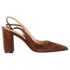 Gianvito Rossi Pointed Slingback Pumps In Brown Suede In Brown