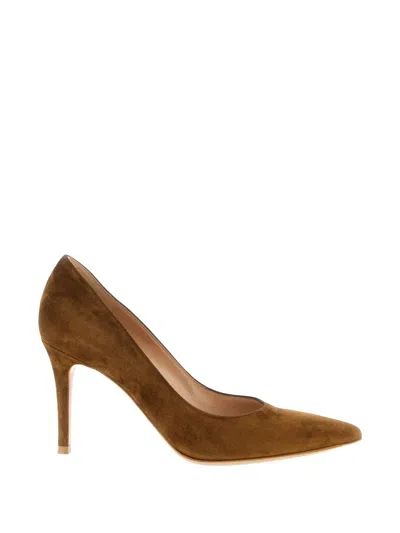 Gianvito Rossi Pointed Suede Pumps In Brown
