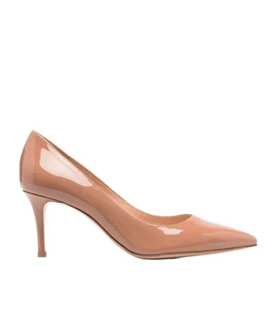 Gianvito Rossi Pointed-toe 70mm Leather Pumps In Nude