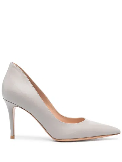 Gianvito Rossi Pointed-toe 90mm Leather Pumps In Grey