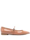 Gianvito Rossi Vernice Patent-leather Mary Jane Point-toe Flats In Praline