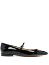 Gianvito Rossi Pointed-toe Buckle-strap Ballerina Shoes In Schwarz