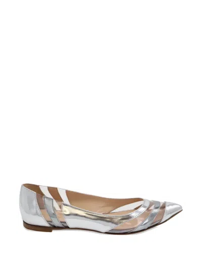Pre-owned Gianvito Rossi Pointed Toe Flats In Silver