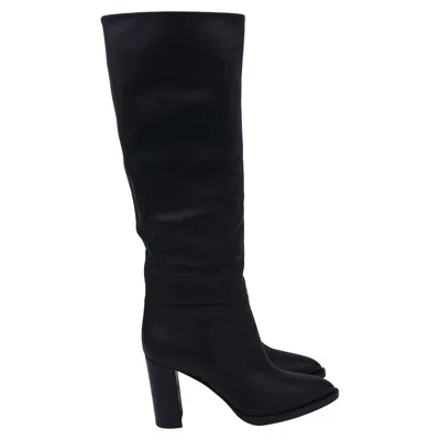 Gianvito Rossi Pointed-toe Knee-high Boots In Black Calf Leather