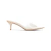 Gianvito Rossi Pointed Toe Mules With Semi-sheer Strap In White