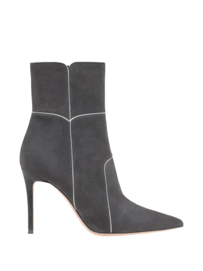 Gianvito Rossi Pointed-toe Panelled Boots In Gray