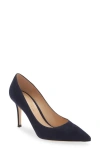 Gianvito Rossi Pointed Toe Pump In Denim Suede