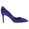 Gianvito Rossi Pointed Toe Pumps In Indigo Suede In Purple