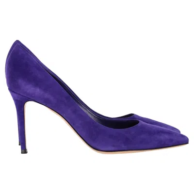 Gianvito Rossi Pointed Toe Pumps In Indigo Suede In Purple