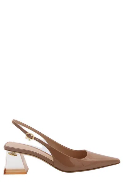 Gianvito Rossi Pointed Toe Slingback Pumps In Brown