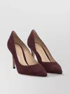 Gianvito Rossi Pointed Toe Stiletto Heel Suede Pumps In Burgundy