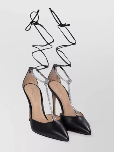 Gianvito Rossi Pointed Toe Stiletto Heel T-bar Strap Pumps In Black