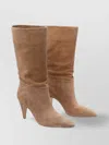 Gianvito Rossi Pointed Toe Suede Finish Ankle Boots In Brown