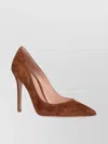 Gianvito Rossi Pointed-toe Suede Stiletto Pumps With Leather Sole In Brown