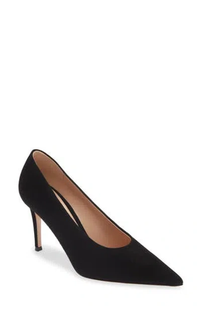 Gianvito Rossi Pointed Toe Suede Pump In Black