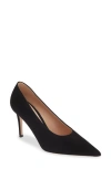 Gianvito Rossi Black Chamois Leather Pumps With Heel In Nero