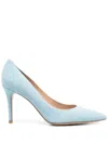 Shop Gianvito Rossi Pointed Toe Suede Pumps In Blue