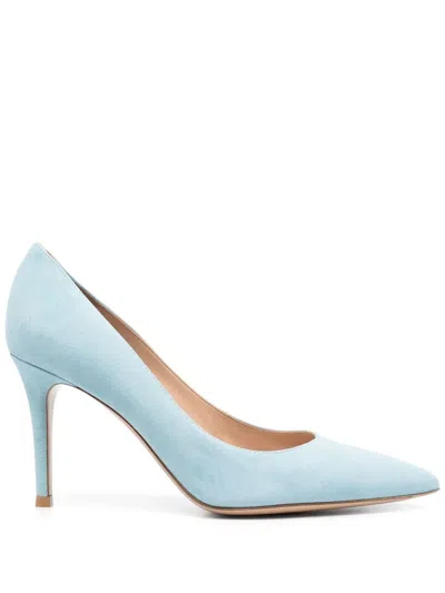 Gianvito Rossi Pointed Toe Suede Pumps In Blue