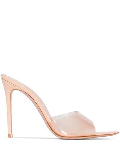 Gianvito Rossi Pointed-toe Heeled Sandals With Leather Sole And 105 Mm Heel In Neutral