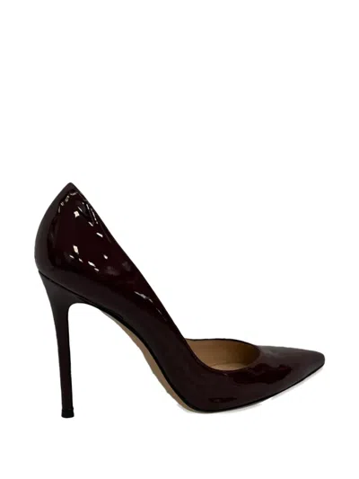 Pre-owned Gianvito Rossi Pointed-toe Patent-leather Pumps In Red
