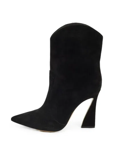 Pre-owned Gianvito Rossi Pointed-toe Suede Ankle Boots In Black